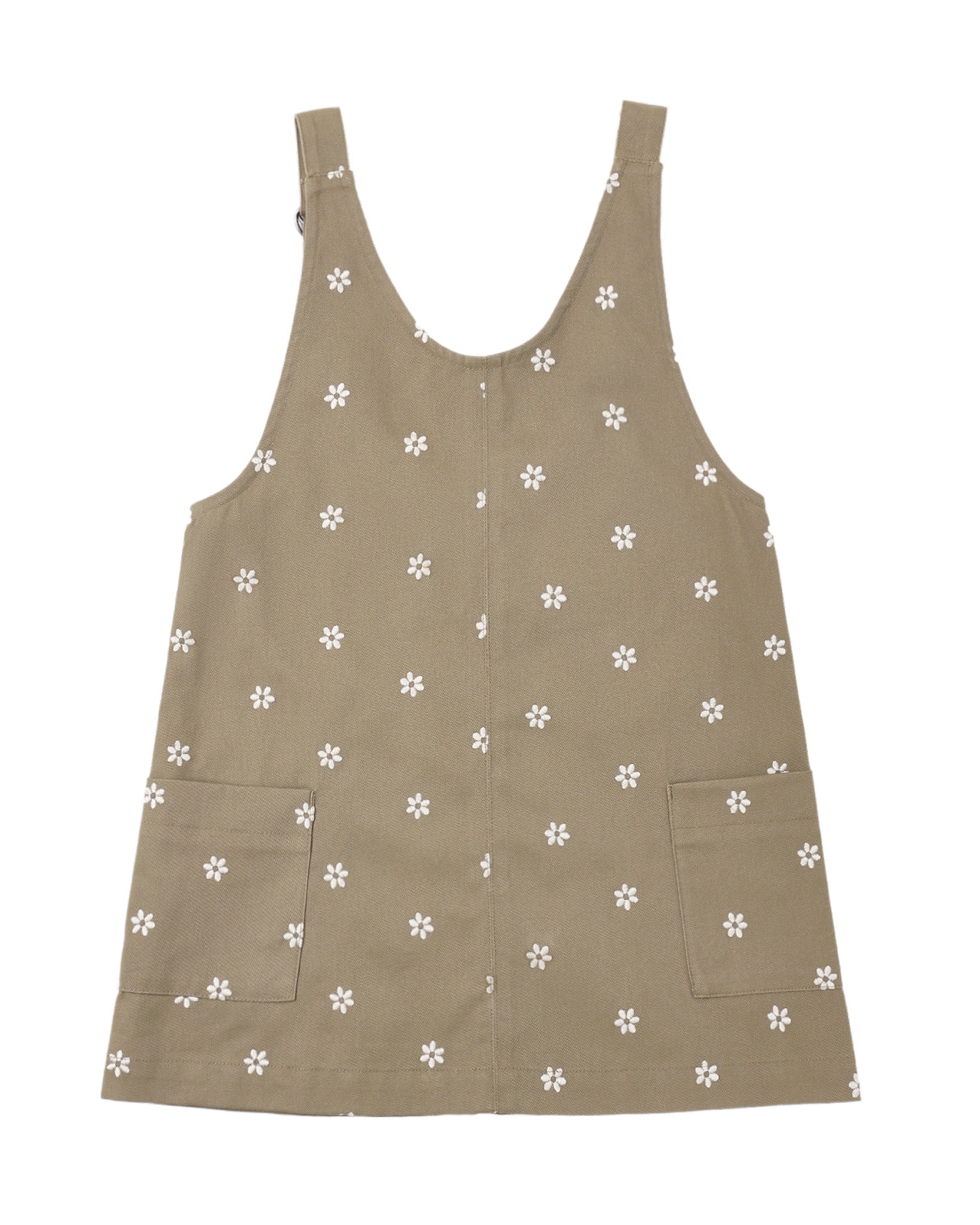 Embroidered Daisies V-Neck Overall Dress