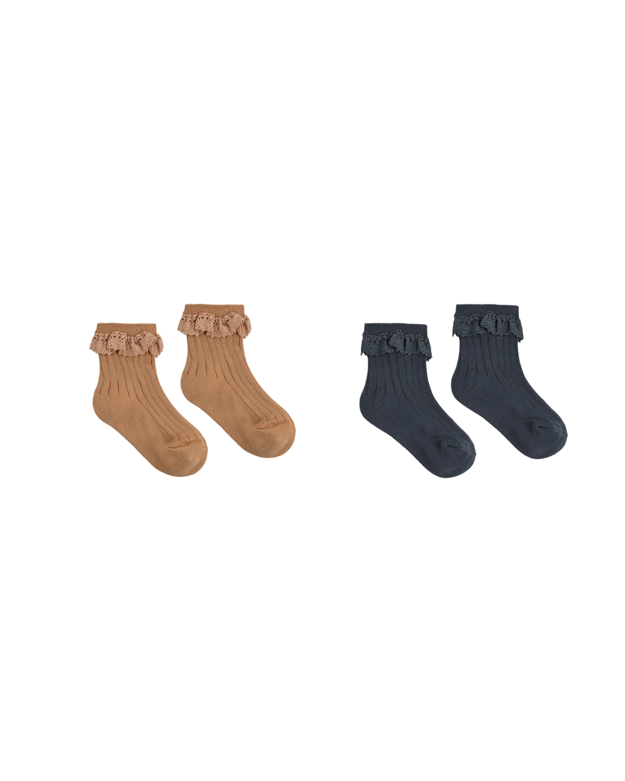 Fawn & Midnight Lace Trim Sock Set