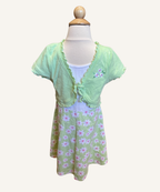 Vintage HealthTex Green Daisy Cardi Dress