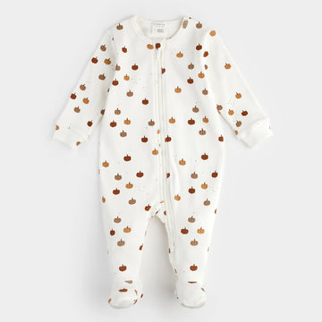 Pumpkin Ribbed Zipper Footie