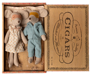 Mum & Dad Mice in Cigar Box