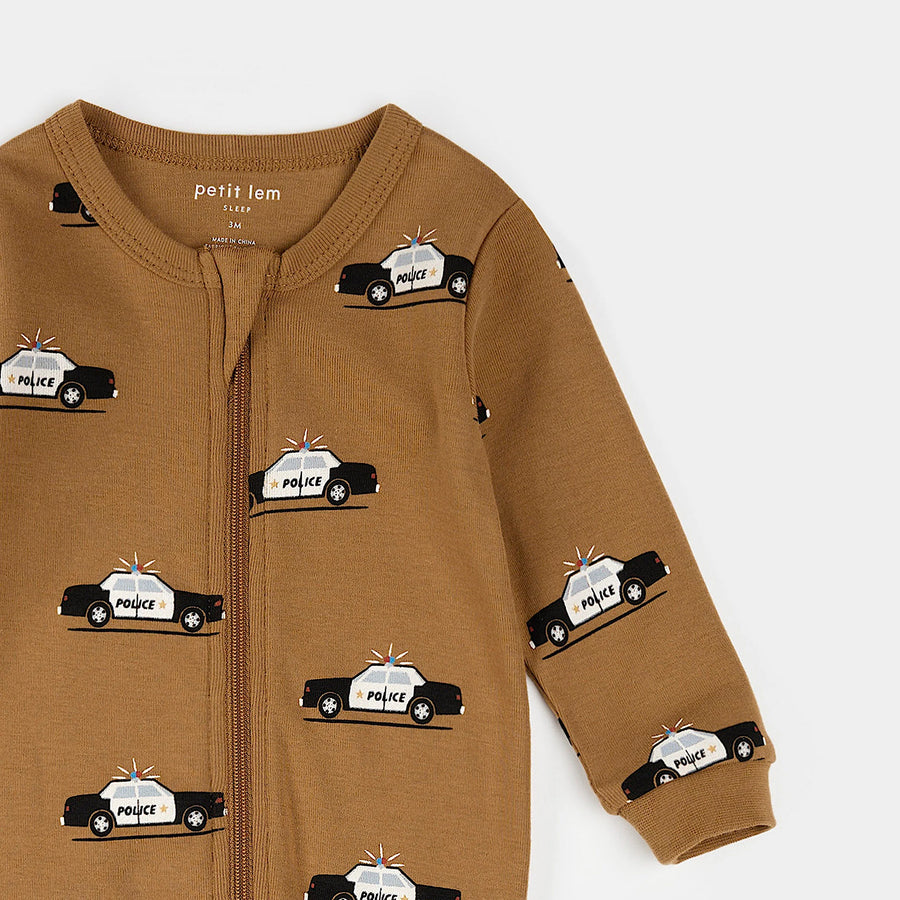 Police Car Zipper Footie