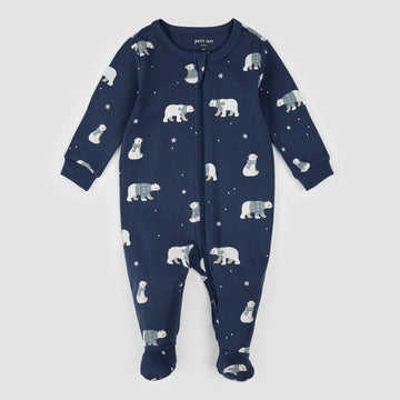 Winter Polar Bear Zipper Footie