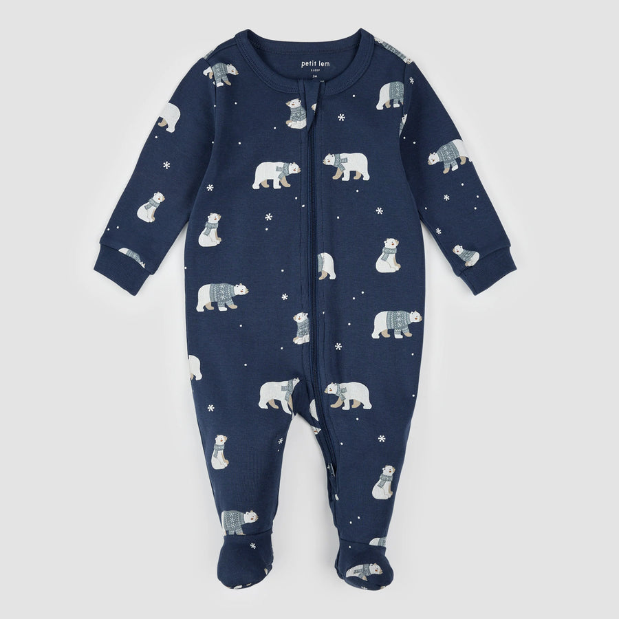 Winter Polar Bear Zipper Footie