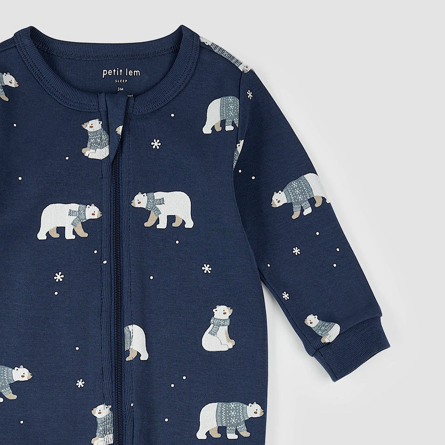 Winter Polar Bear Zipper Footie