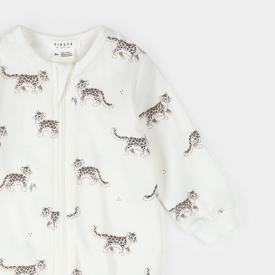 Snow Leopard Zipper Footie