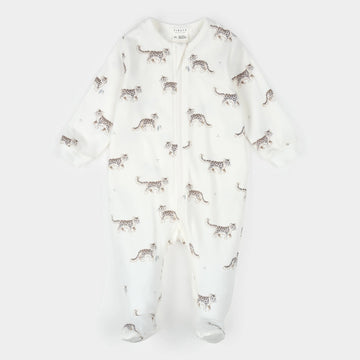 Snow Leopard Zipper Footie