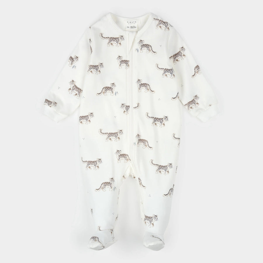 Snow Leopard Zipper Footie