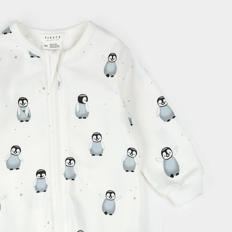 Baby Penguin Zipper Footie