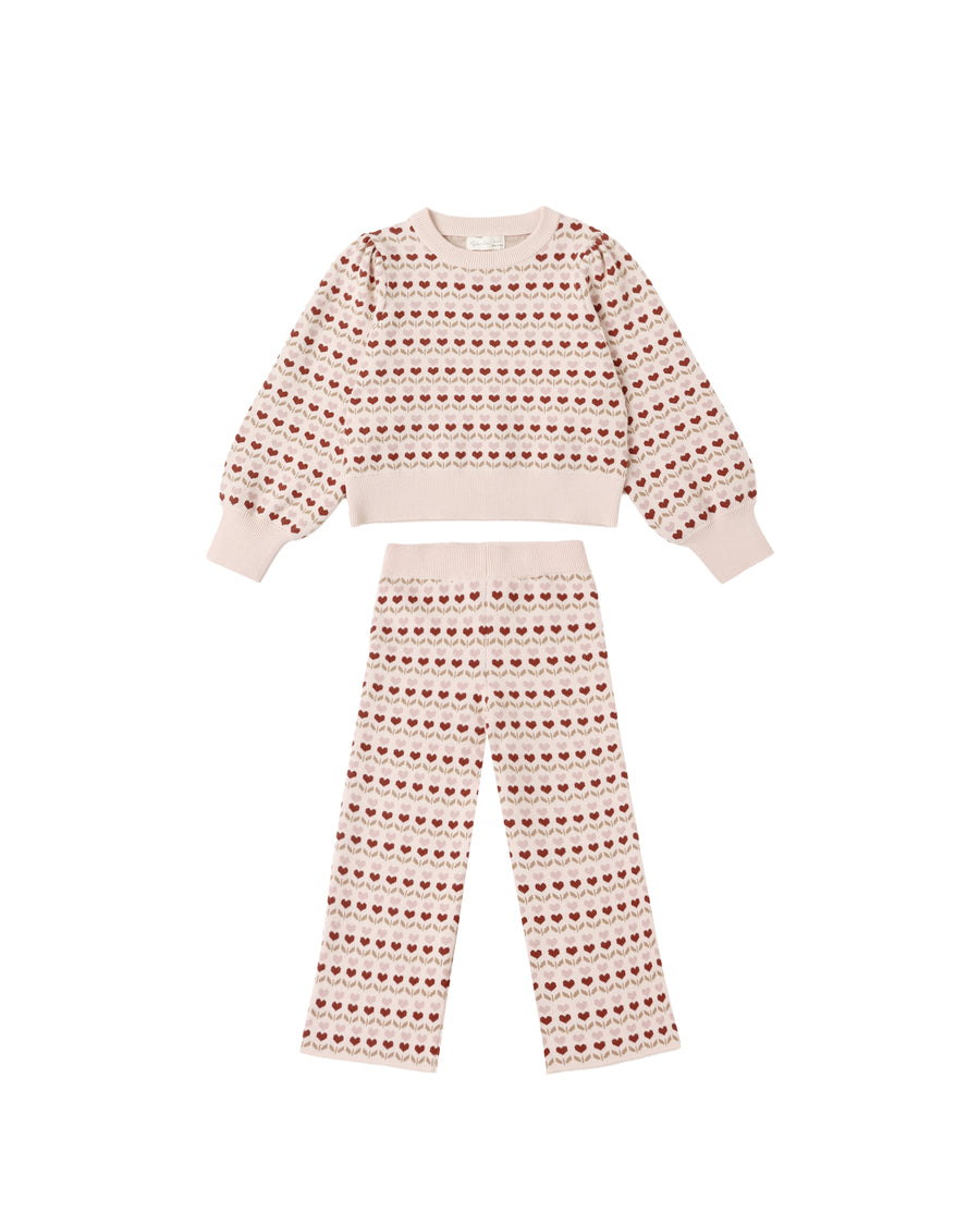 Ruby Hearts Jacquard Knit Set