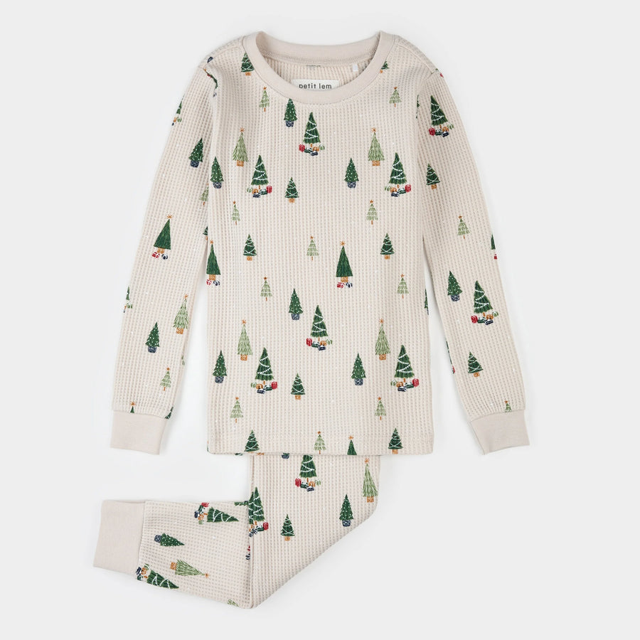Cream Christmas Tree Pajama Set
