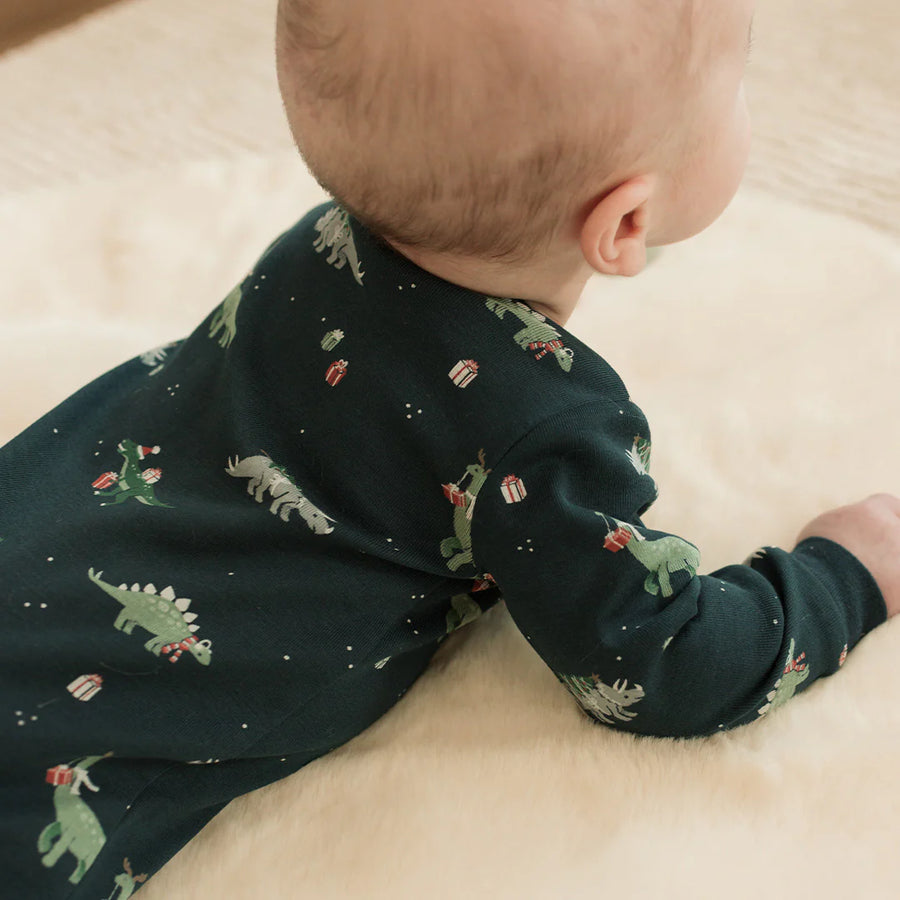 Holiday Dinosaur Zipper Footie