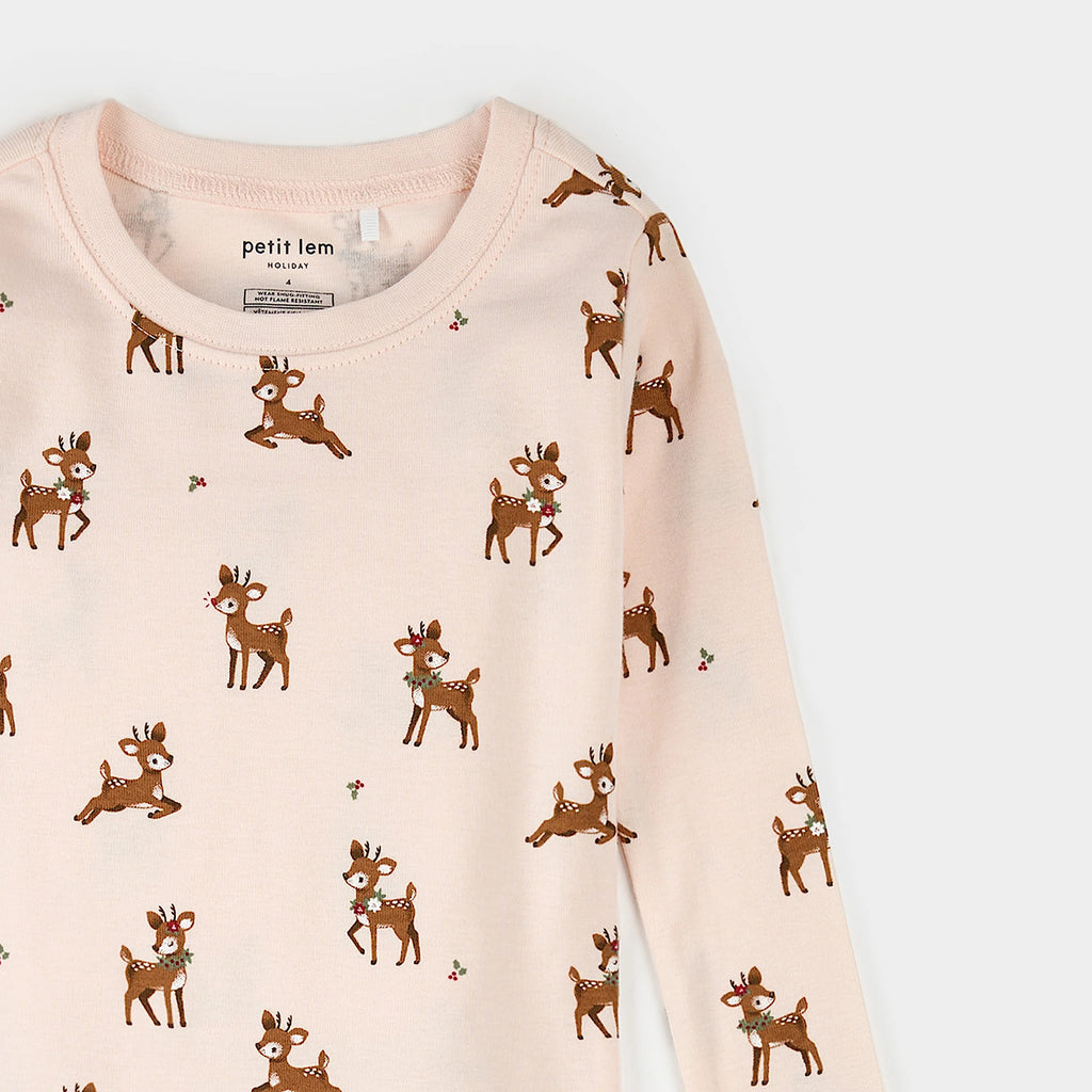 Soft Pink Reindeer Pajama Set