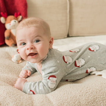 Heather Grey Santa Zipper Footie