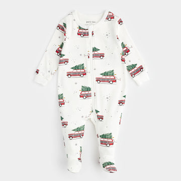 Festive Cars Zipper Footie