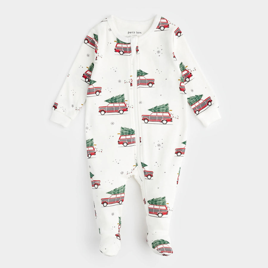 Festive Cars Zipper Footie