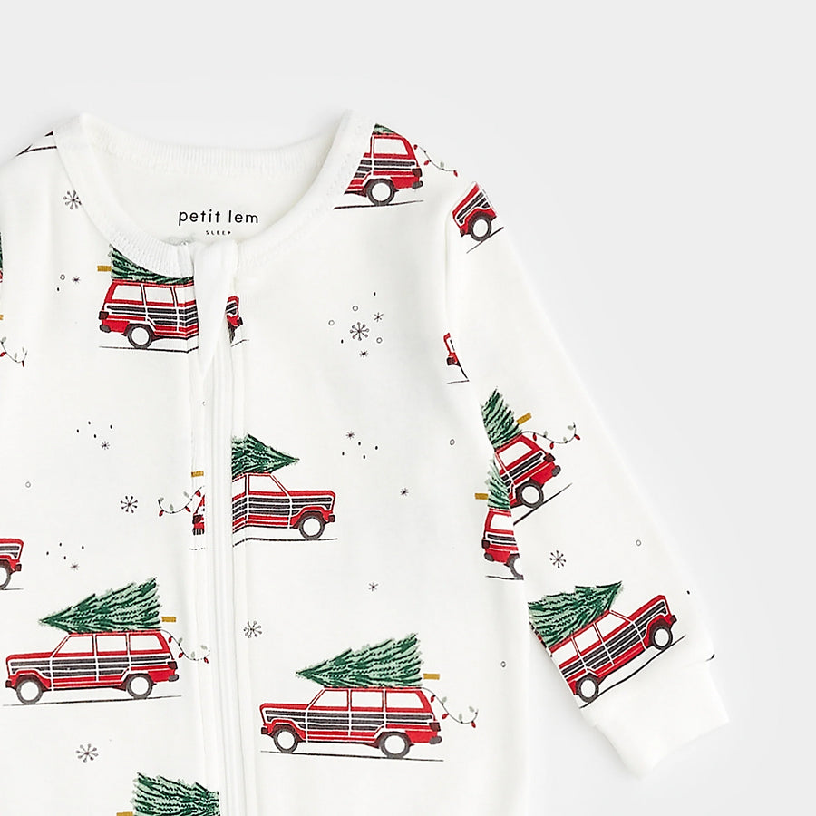 Festive Cars Zipper Footie