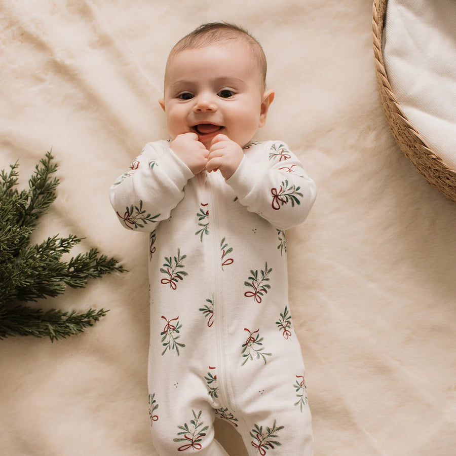 Mistletoe Zipper Footie