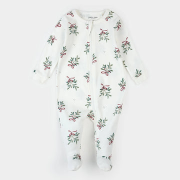 Mistletoe Zipper Footie