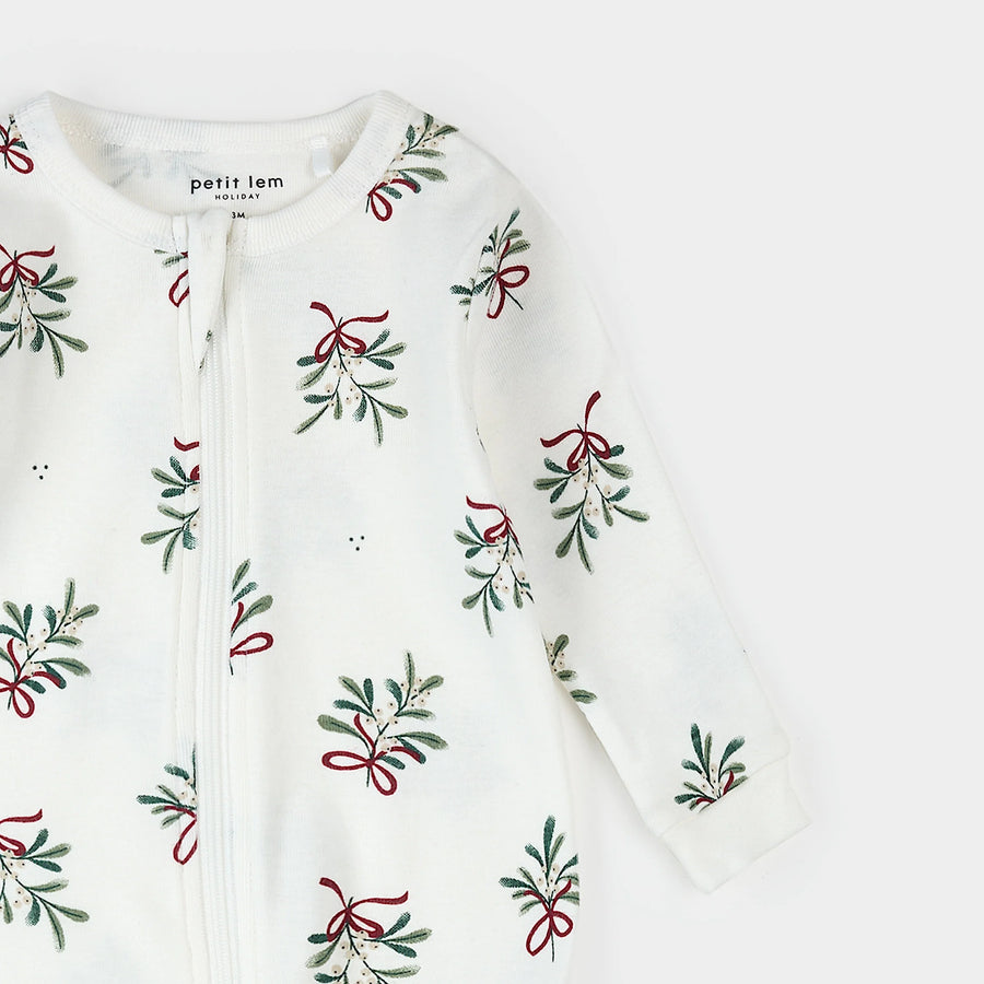 Mistletoe Zipper Footie