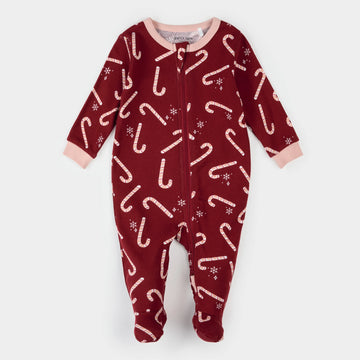 Candy Cane Zipper Footie