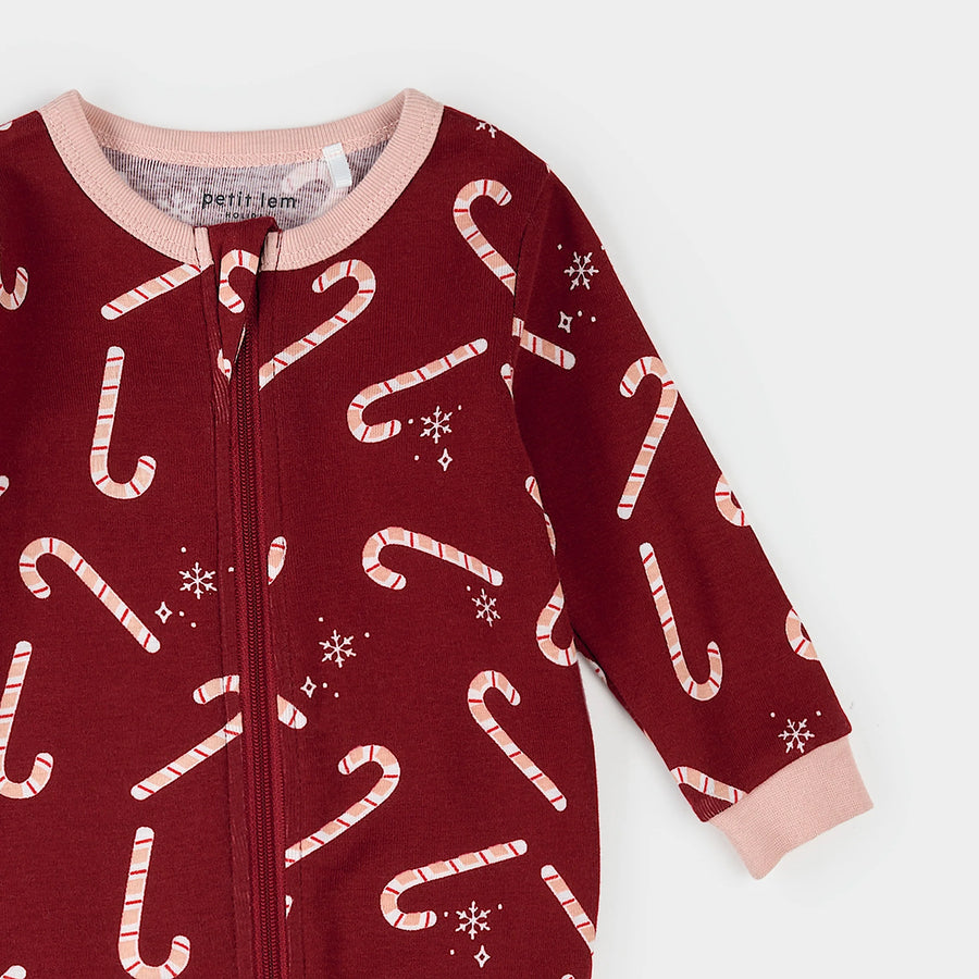 Candy Cane Zipper Footie