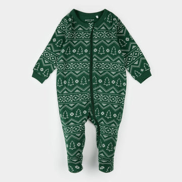 Fair Isle Holiday Trees Zipper Footie