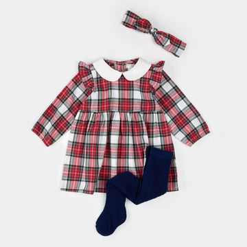 Red Plaid Flannel 3pc Dress Set