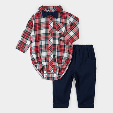 Red Plaid Flannel 3pc Outfit Set