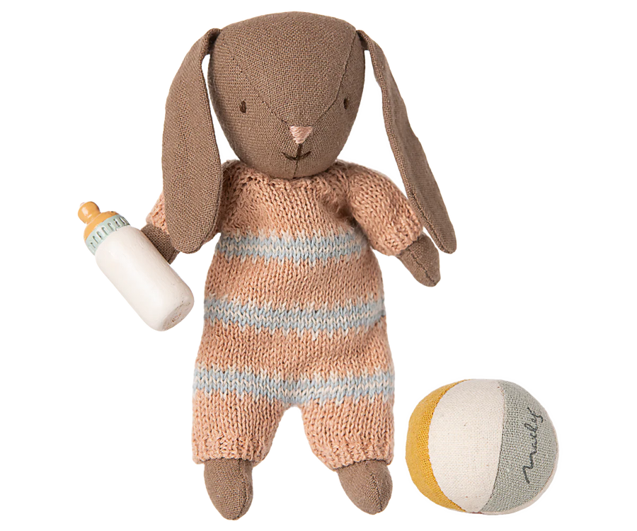 Brown Micro Bunny Set - Dusty Rose
