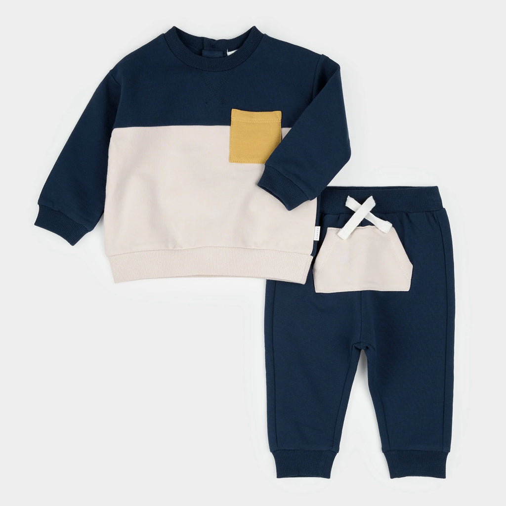 Color Block Blue Outfit Set