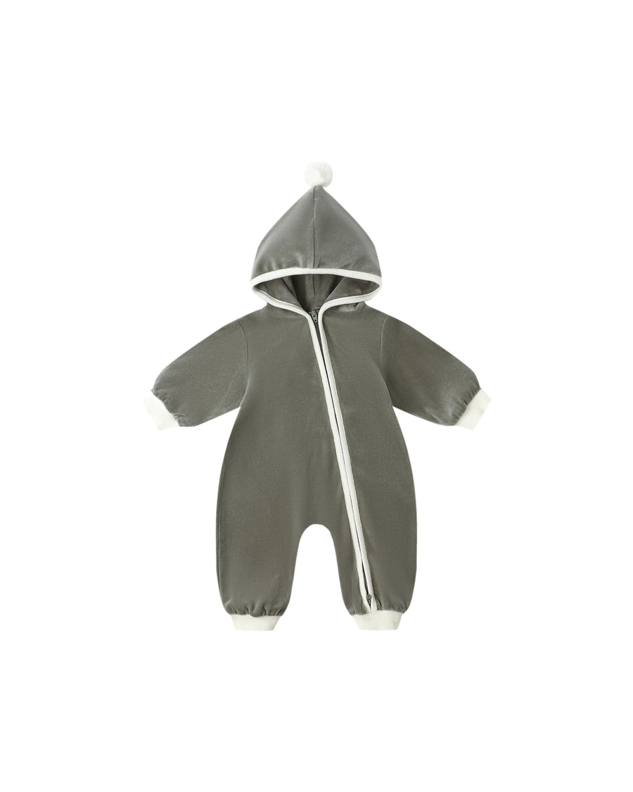 Forest Velour Zipper Jumpsuit