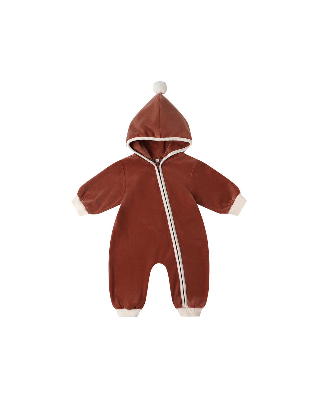 Cranberry Velour Zipper Jumpsuit