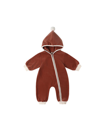 Cranberry Velour Zipper Jumpsuit