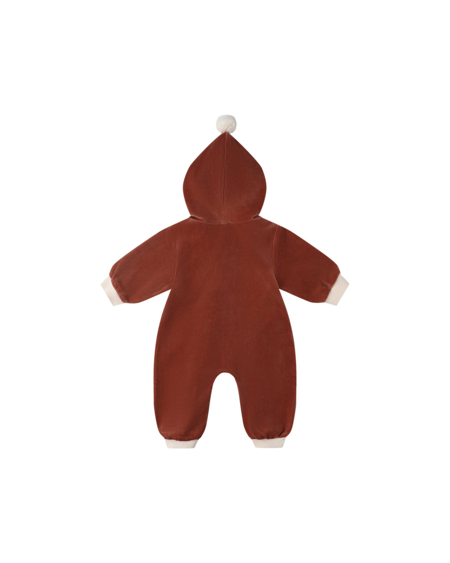 Cranberry Velour Zipper Jumpsuit