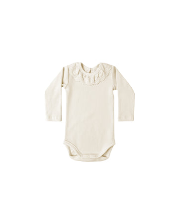 Natural Ruffle Collar Bodysuit
