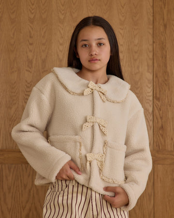 Teen Natural Shearling Collared Coat
