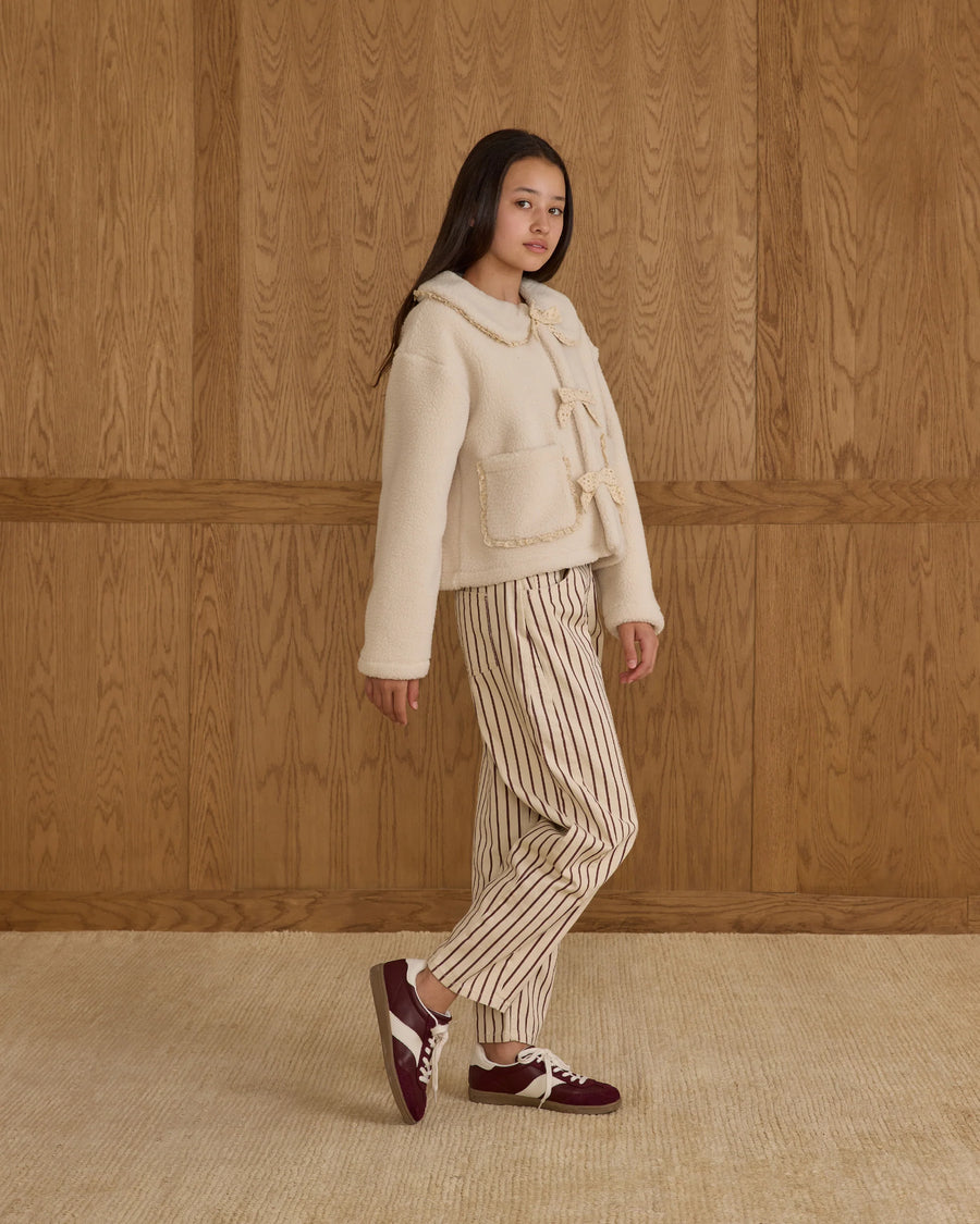 Teen Natural Shearling Collared Coat