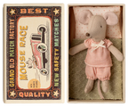 Little Sister Gingham Mouse in Matchbox