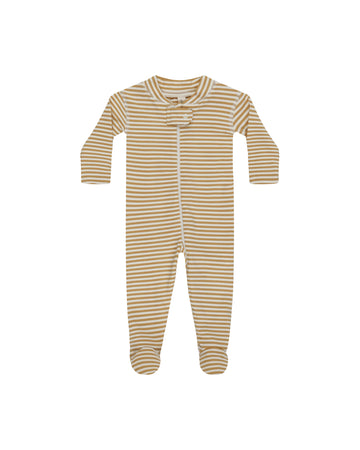Honey Stripe Long Sleeve Zipper Footie