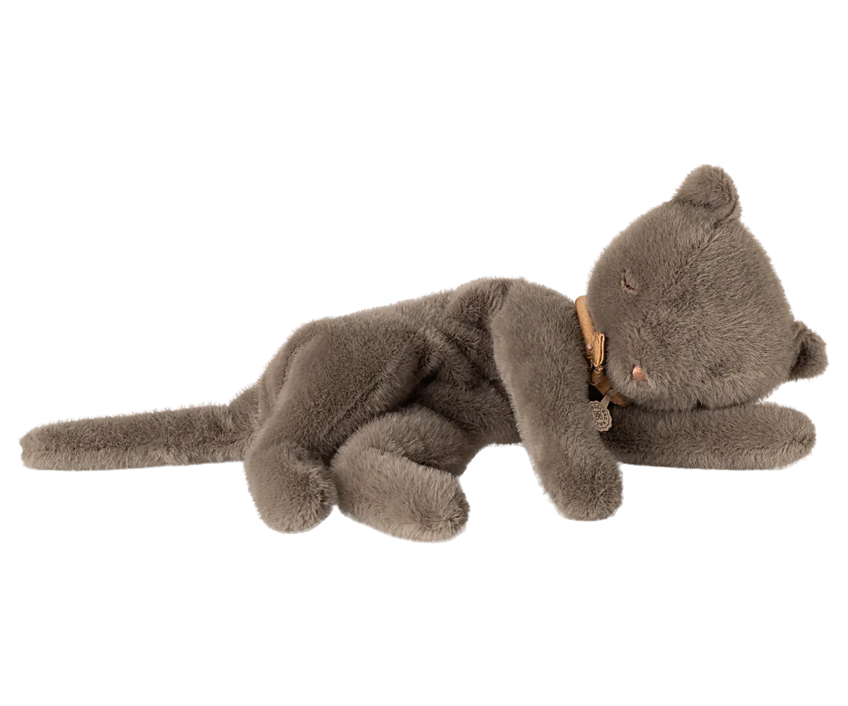 Grey Medium Sleeping Plush Kitten