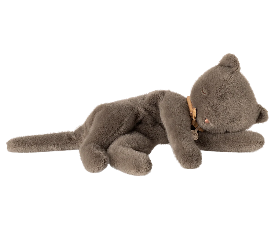 Grey Medium Sleeping Plush Kitten