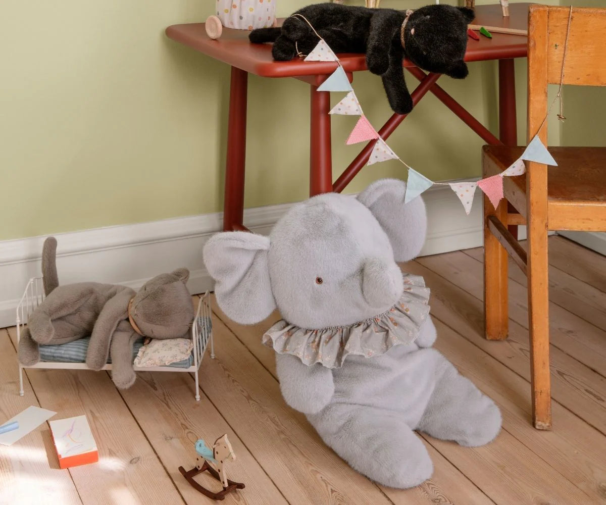 Grey Medium Sleeping Plush Kitten