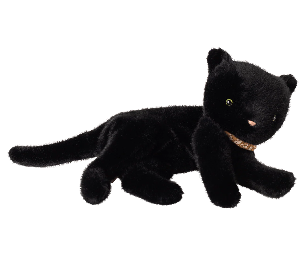 Black Medium Sleeping Plush Kitten