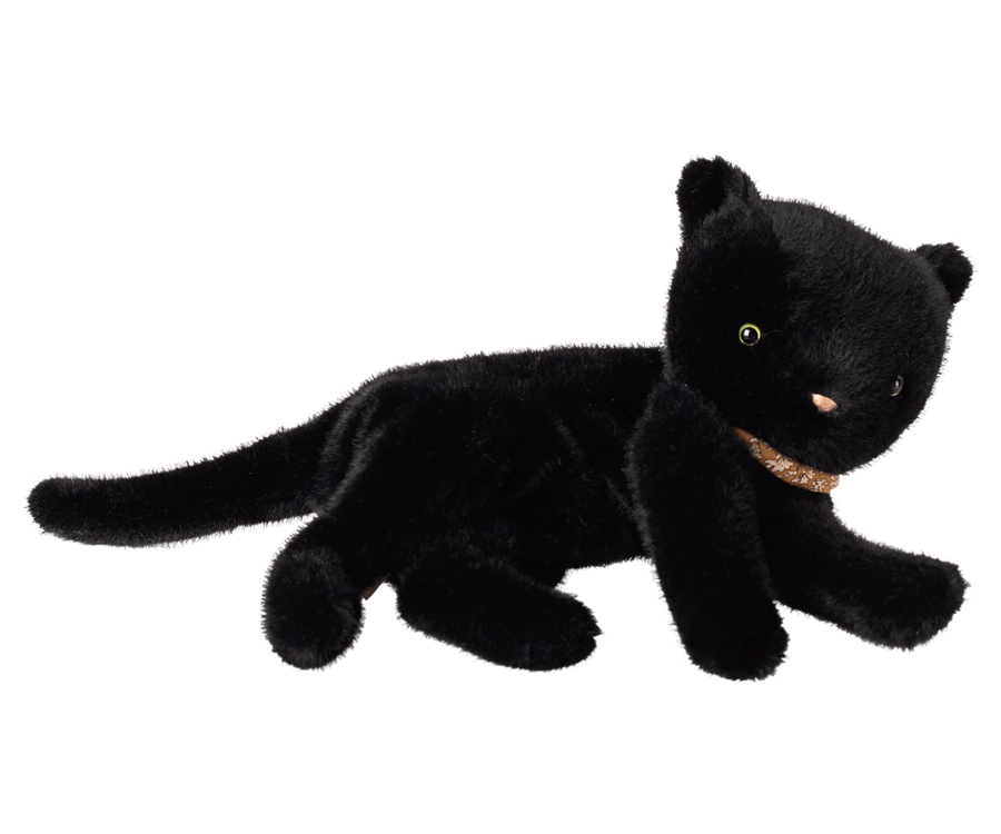 Black Medium Sleeping Plush Kitten
