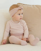 Rose Micro Stripe Side Snap Bodysuit + Pant Set