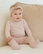 Rose Micro Stripe Side Snap Bodysuit + Pant Set