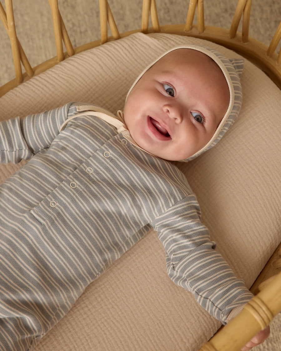 Steel Blue Micro Stripe Ribbed Jumpsuit