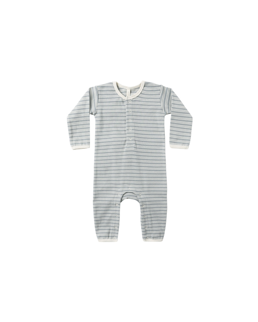 Steel Blue Micro Stripe Ribbed Jumpsuit