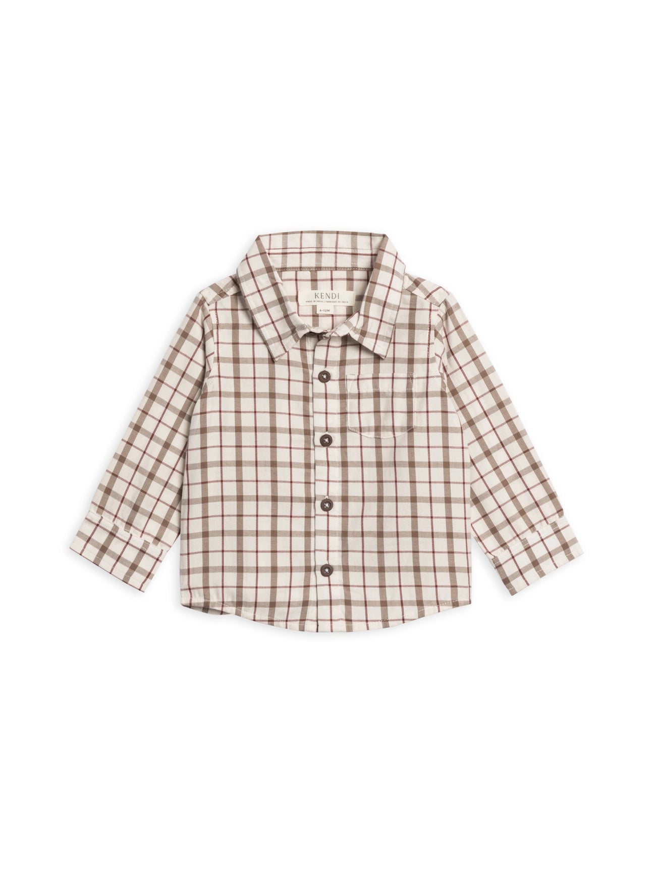 Taupe Plaid Earl Poplin Collar Shirt
